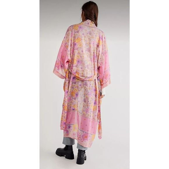 New Free People X Spell Hibiscus Lane Maxi Kimono M/L - Picture 1 of 7